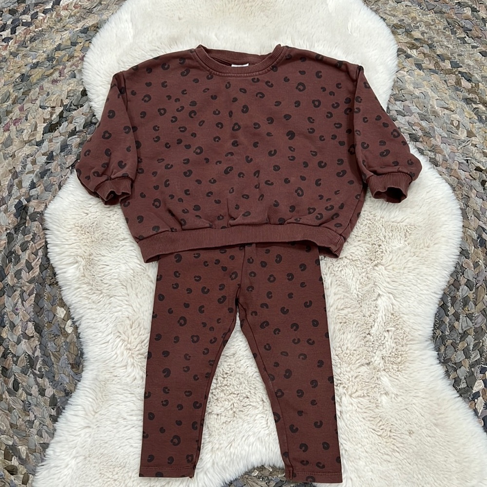 Zara Girls 2 Piece Set - Cheetah Print Size 2-3 Years